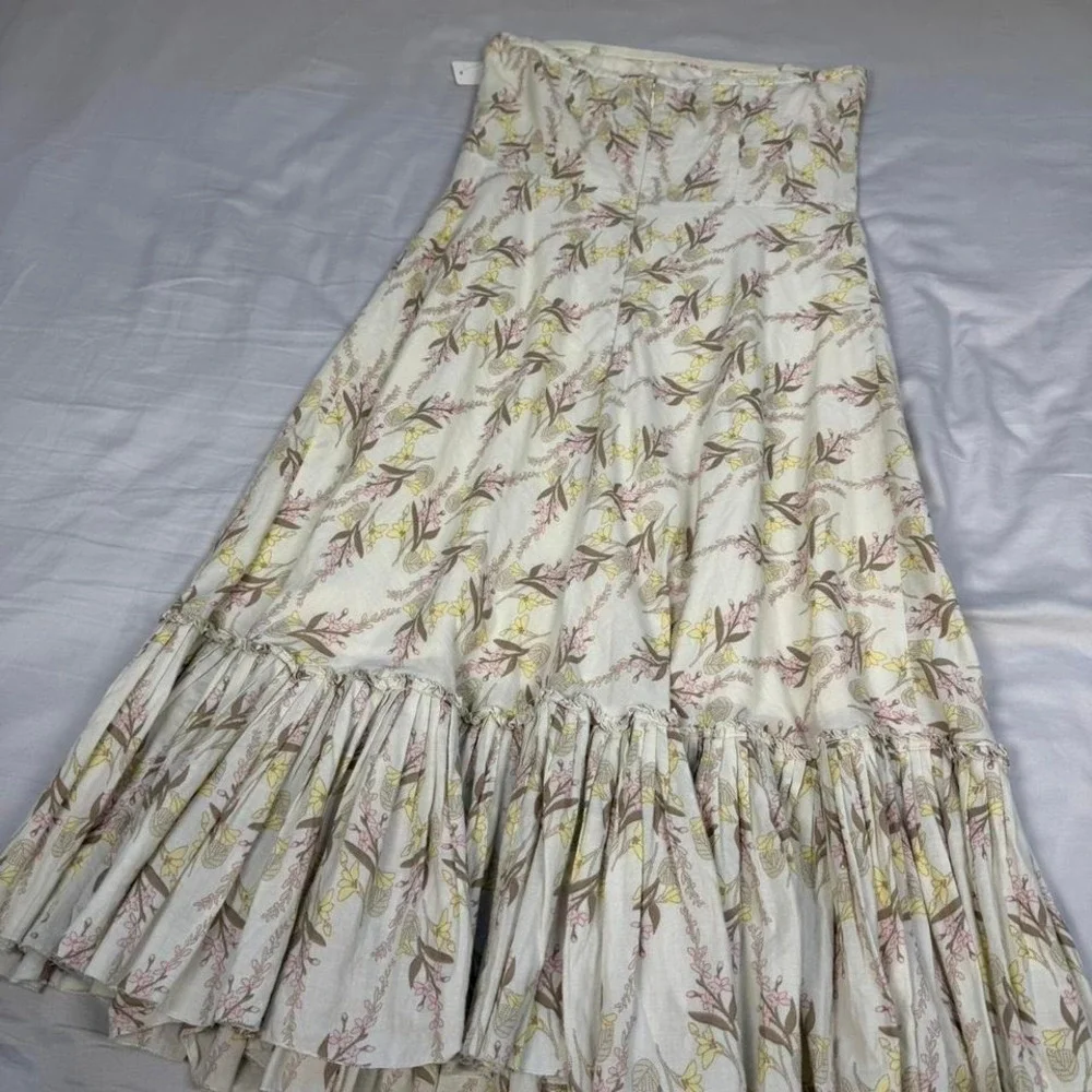Vintage y2k American Eagle yellow & pink floral pattern strapless cottage dress - Picture 6 of 6